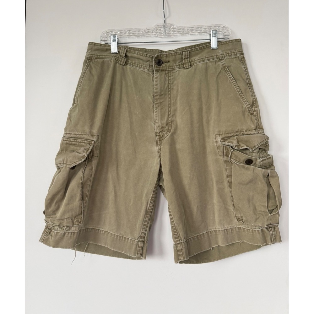 Polo Ralph Lauren Classic 67 Chino Cargo Short Mens 33 Tan Cotton Grunge Utility